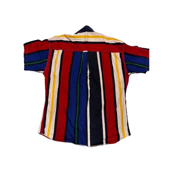 90s Chaps Ralph Lauren Vintage Stripe Short Sleeve Button Up Shirt Men's Large - Picture 4 of 4